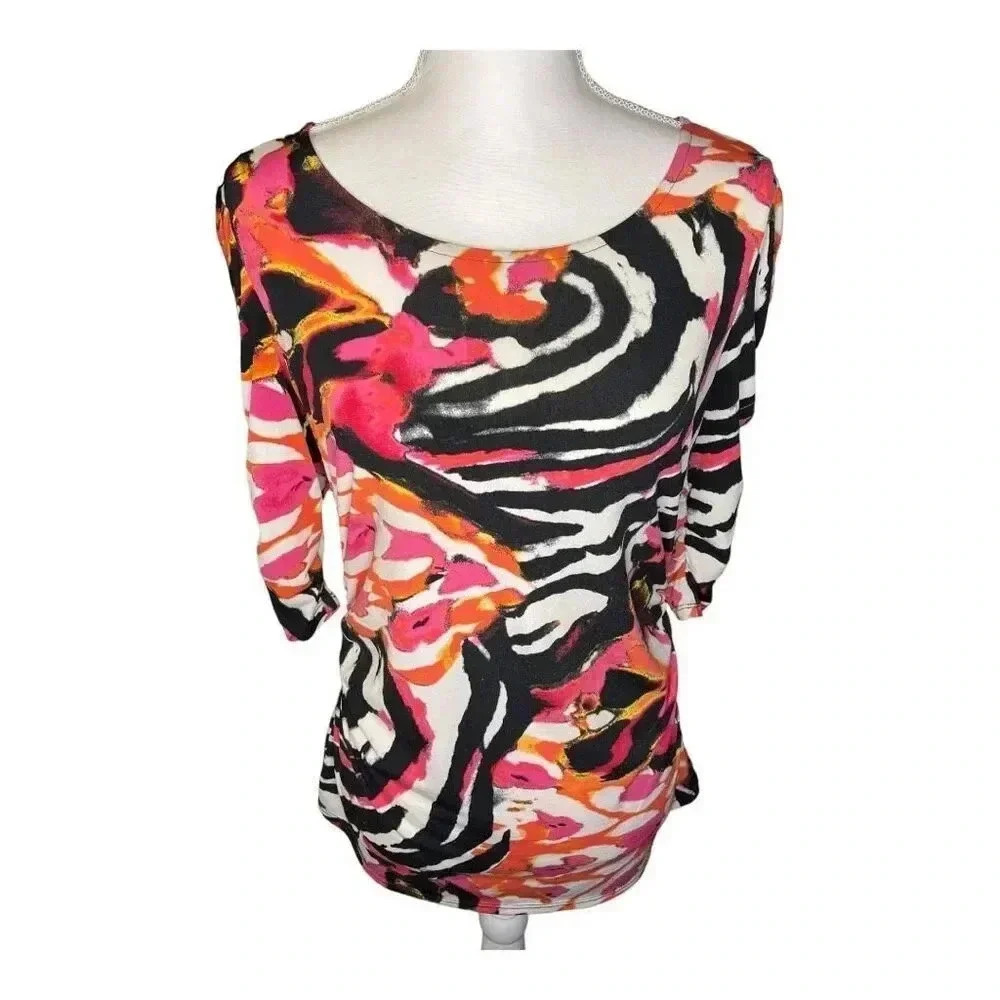 Alfani Women’s Small Abstract Design Stretchy Scoopneck Blouse